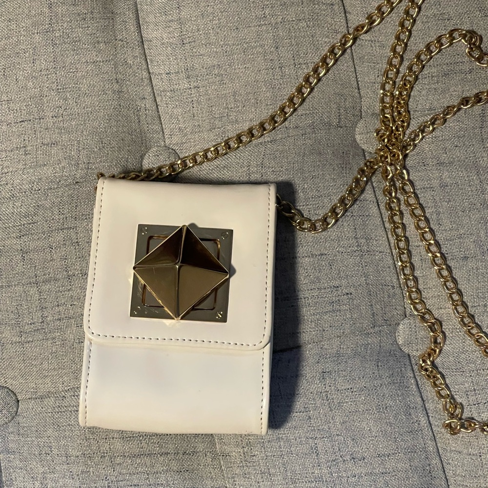 White Mini Bag with Gold Chain